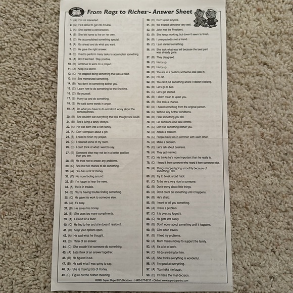 FROM RAGS to RICHES Fun Idioms Board Game Rare Vintage 2001 - Complete - Picture 6 of 12